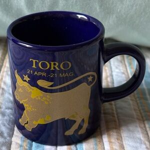 Toro Taurus Zodiac Blue & Gold Demitasse Espresso Cup 3oz